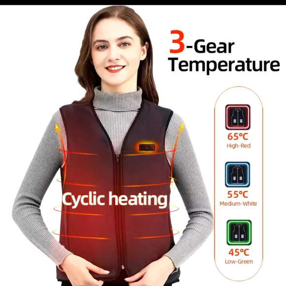 Heated Vest Smart Fleece USB Rechargeable Thermal Outdoor Hunting - Picture 2 of 11